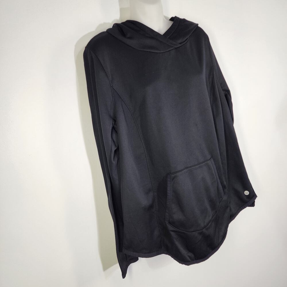 Livi Active Womens Sweatshirt Black Fleece Hooded Pullover Pockets Thumbholes 14 - Picture 4 of 10